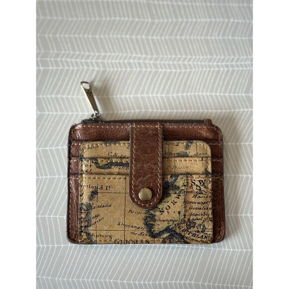 Patricia Nash European Map Print Leather Card Small Wallet - Picture 1 of 4